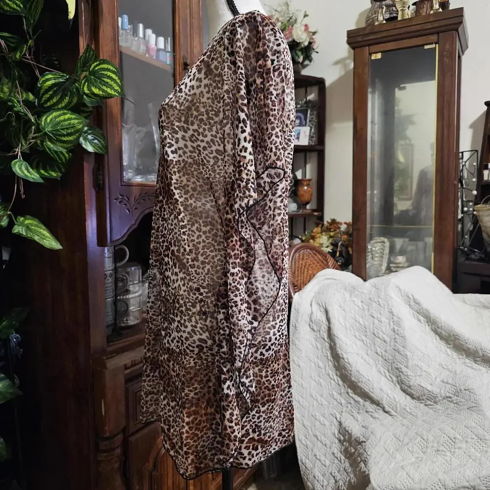 Jordan Taylor Leopard Print Sheer Swimsuit Coverup - Picture 5 of 9